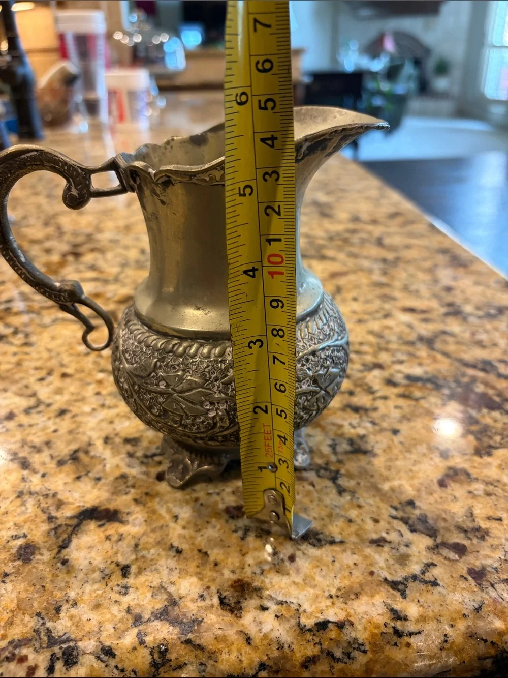 Vintage Ornate Silver-Plated footed creamer pitcher